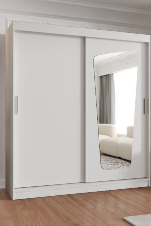 Šatní skříň Abi Moka v bílé barvě s posuvnými dveřmi