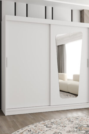 Šatní skříň Abi Moka v bílé barvě s posuvnými dveřmi