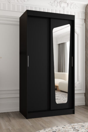 Šatní skříň Abi Moka bílá s posuvnými dveřmi a zrcadlem