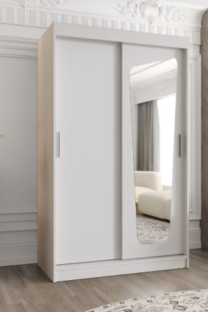 Šatní skříň Abi Moka s posuvnými dveřmi v bílé barvě