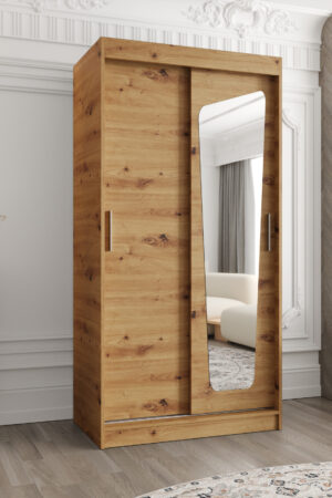 Šatní skříň Abi Moka bílá s posuvnými dveřmi a zrcadlem