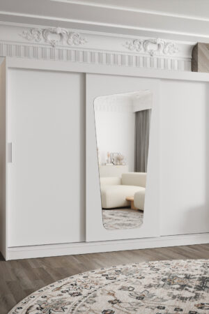 Bílá šatní skříň Abi Moka s posuvnými dveřmi