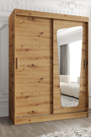 Šatní skříň Abi Moka v dub artisan s posuvnými dveřmi