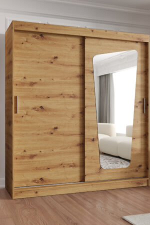 Šatní skříň Abi Moka s posuvnými dveřmi a zrcadlem