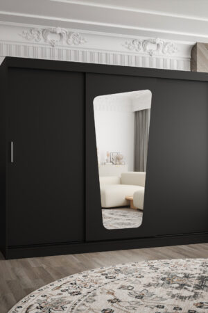 Šatní skříň Abi Moka v černé barvě s posuvnými dveřmi