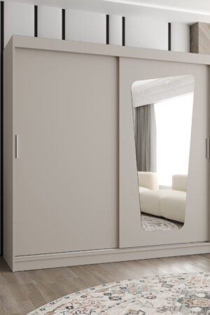 Šatní skříň Abi Moka v kašmírové barvě s posuvnými dveřmi