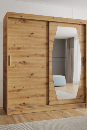 Šatní skříň Abi Rossa s posuvnými dveřmi a zrcadlem.