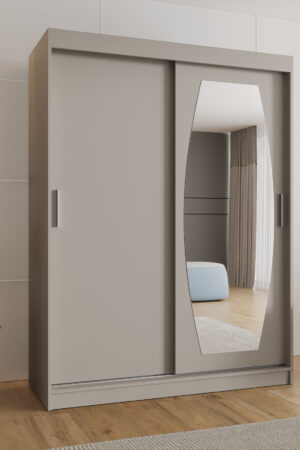 Šatní skříň Abi Rossa v barvě kašmír s posuvnými dveřmi a zrcadlem
