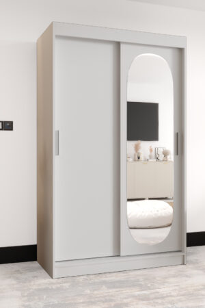 Šatní skříň Abi Royal bílá s posuvnými dveřmi a zrcadlem