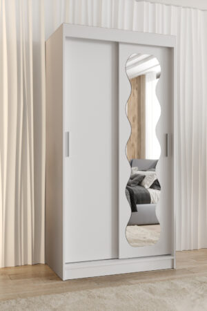 Šatní skříň Abi Spoti s posuvnými dveřmi v bílé barvě