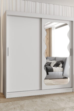 Bílá šatní skříň Abi Spoti s posuvnými dveřmi