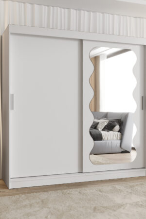 Bílá šatní skříň Abi Spoti s posuvnými dveřmi