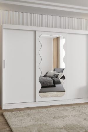 Šatní skříň Abi Spoti bílé barvy s posuvnými dveřmi