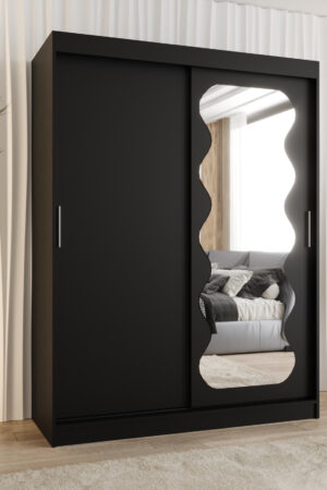 Šatní skříň Abi Spoti s posuvnými dveřmi černé barvy