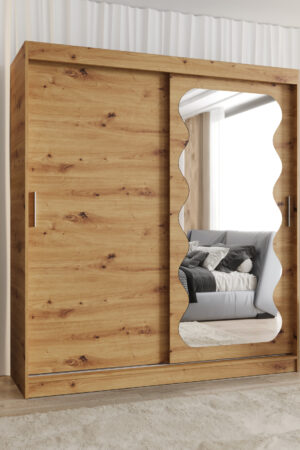 Šatní skříň Abi Spoti s posuvnými dveřmi v dub artisan