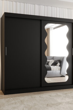 Šatní skříň Abi Spoti černá 200 cm s posuvnými dveřmi