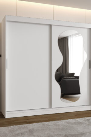 Šatní skříň Abi Ultra s posuvnými dveřmi v bílé barvě.