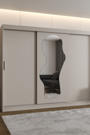 Šatní skříň Abi Ultra s posuvnými dveřmi a zrcadlem.