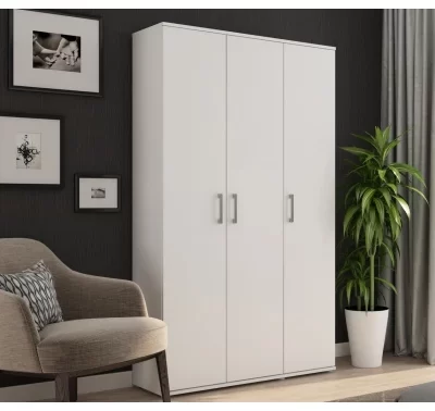 Bílá víceúčelová skříň Nitro s policemi a šatní tyčí