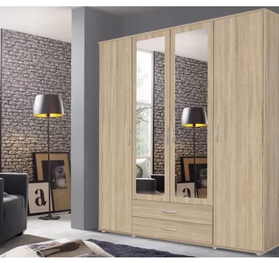 4-dveřová šatní skříň Twin v dekoru dub sonoma