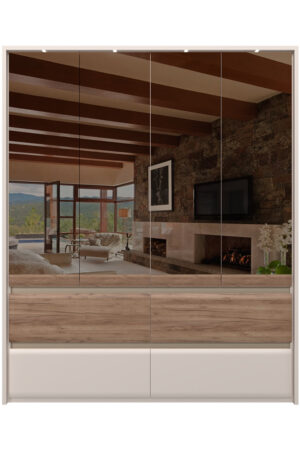 Skříň INVICTUS P44-4OG/IC s zrcadlem a matným lakem