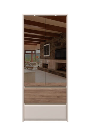 Skříň INVICTUS P22-OG/IC s zrcadlem v kašmírovém laku