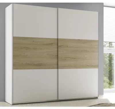 Šatní skříň Kiara v bílé a dub baysen