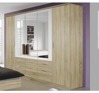 Šatní skříň Burano 225 cm s zrcadlovými dveřmi