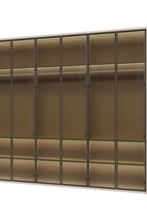 Sestava skříní OPERA se sklem a hliníkovým rámem