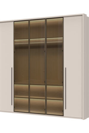 Sestava skříní OPERA se skleněnými dvířky a hliníkovým rámem