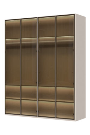 Sestava skříní OPERA s hliníkovým rámem a sklem