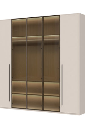 Sestava skříní se sklem a hliníkovým rámem OPERA