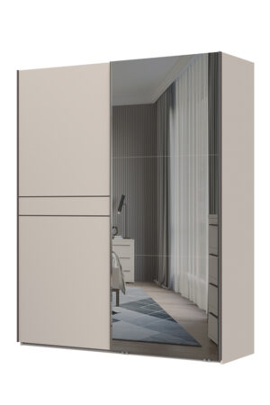 Skříň OPERA v barvě Cashmere s matným lakem a zrcadlem