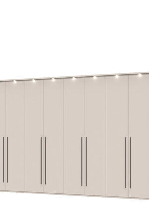 Sestava skříní OPERA s rámem a osvětlením v barvě Cashmere