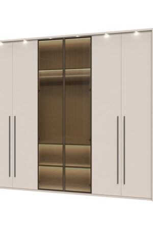 Sestava skříní OPERA s rámem a osvětlením v barvě Cashmere