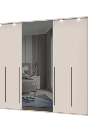 Sestava skříní OPERA s rámem a osvětlením v Cashmere.