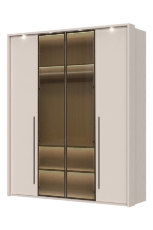 Sestava skříní OPERA s rámem a osvětlením v barvě Cashmere