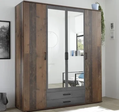 Šatní skříň Chicago s vintage optikou a zrcadly