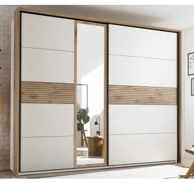 Šatní skříň Daria s posuvnými dveřmi a zrcadlem