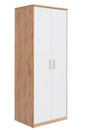 Xora šatní skříň s otočnými dveřmi v bílém a dub wotan