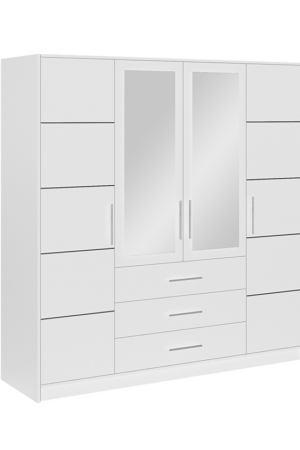 Šatní skříň Bali D4 bílá s velkým zrcadlem
