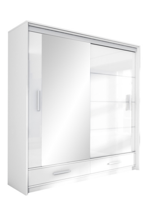 Šatní skříň Marsylia v černém lesku s LED páskem