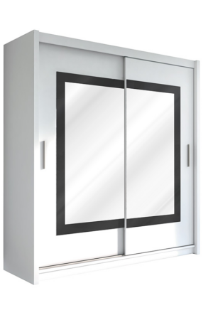 Bílá šatní skříň Preston se zrcadlem