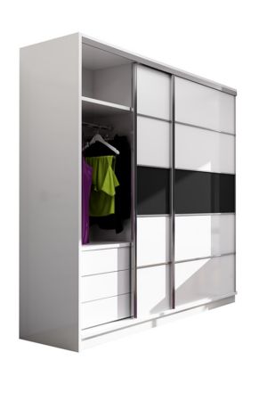 Šatní skříň Dubaj s černými skleněnými dveřmi