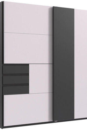 Skříň s posuvnými dveřmi v grafitové a bílé barvě