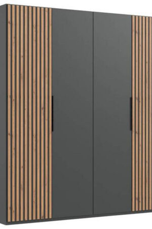 Šatní skříň s otočnými dveřmi v grafitu a dubu
