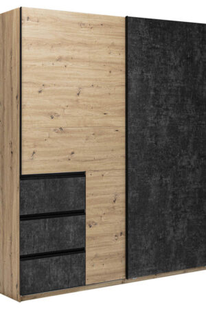 Šatní skříň s posuvnými dveřmi v šedohnědé barvě