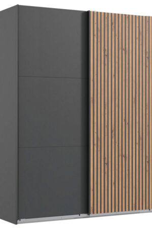 Skříň s posuvnými dveřmi v grafitu a dubu