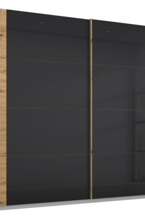 Skříň s posuvnými dveřmi antracitová a dub artisan