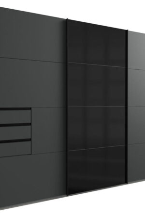 Skříň s posuvnými dveřmi v grafitové a černé barvě